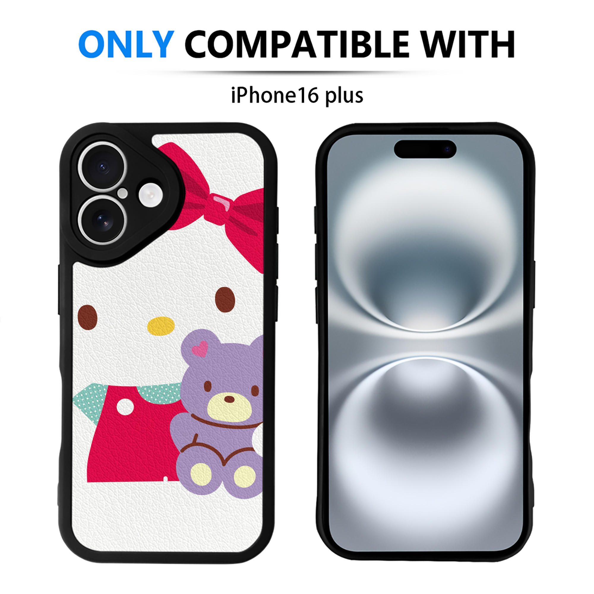 （画像用） Hello Kitty ハローキティ 【iPhone 16シリーズ対応】シリコンスマホケース（レザー調） 材質：シリコン